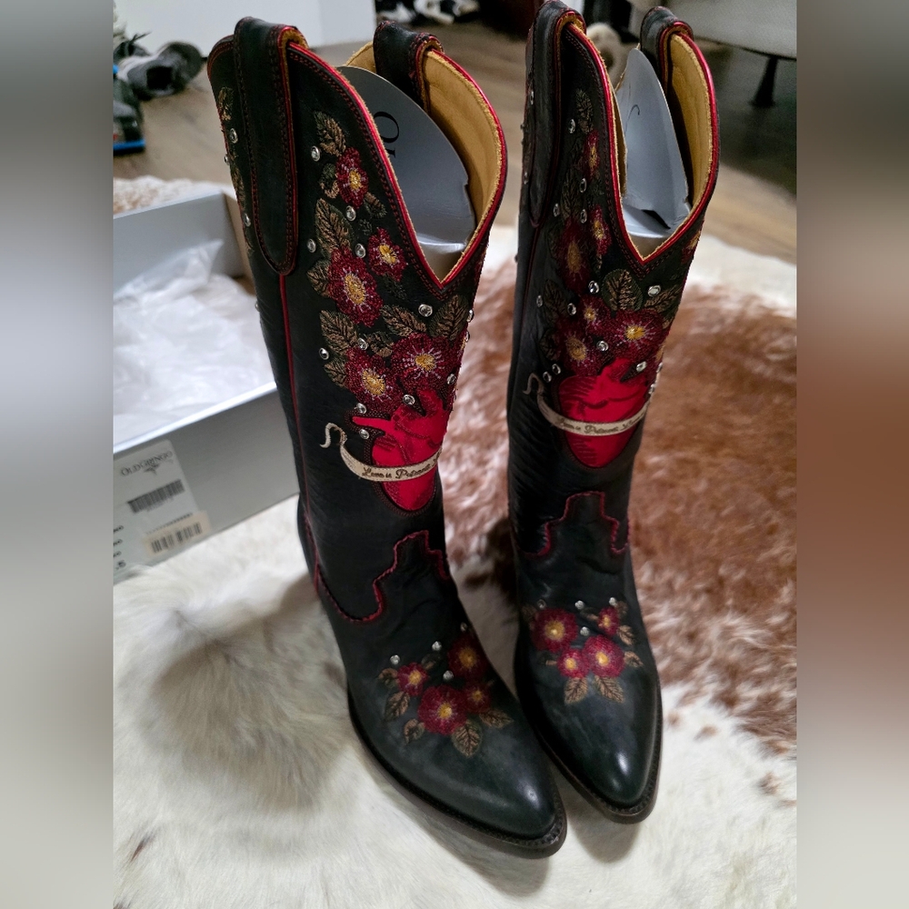 Old Gringo Eternal Black Womens Cowboy Boots 7.5 Weatern Leather Embroidered